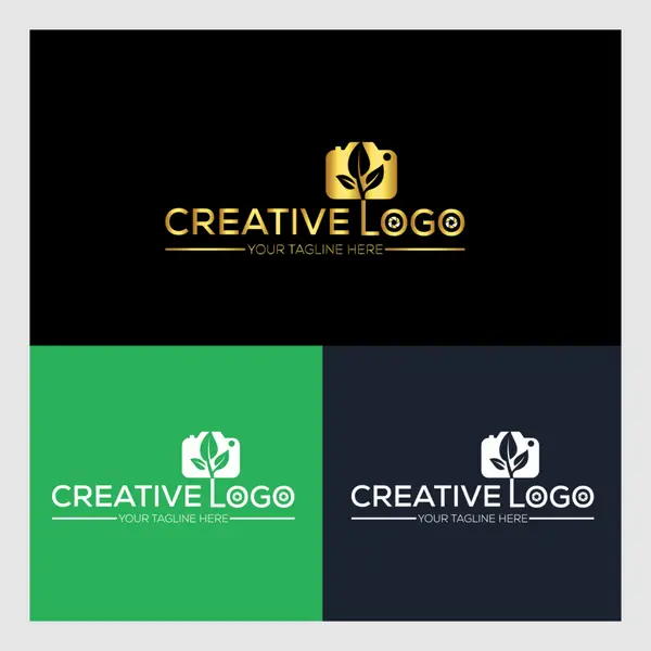 وکتور لوگو دوربین و عکاسی طلایی و گل