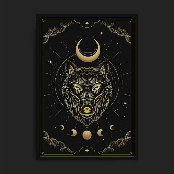 وکتور طراحی طلایی گرگ