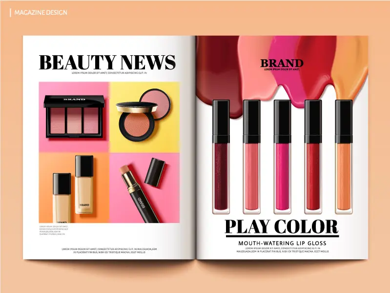 وکتور قالب آماده تبلیغاتی لوازم آرایشی واقع بینانه