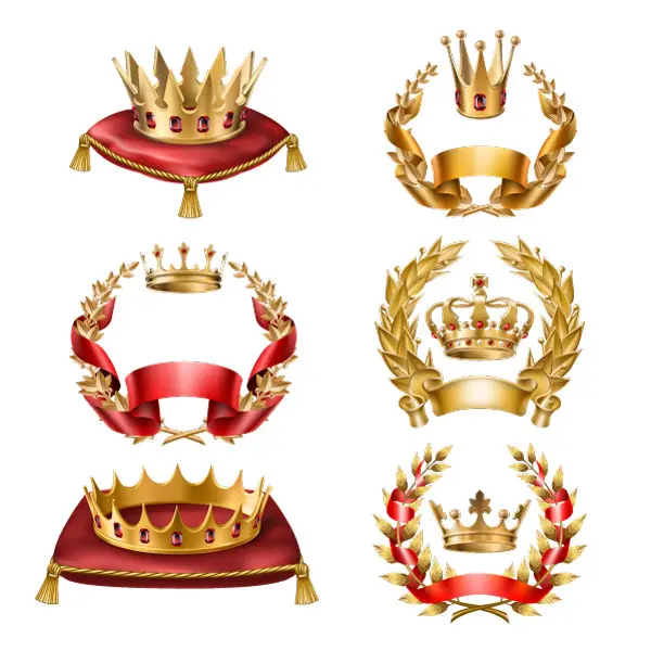 وکتور سه بعدی تاج طلا پادشاهی