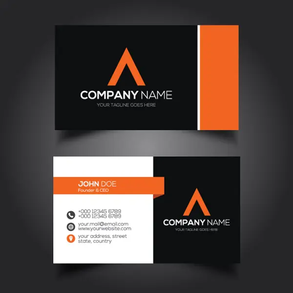 وکتور کارت ویزیت مدرن نارنجی و سیاه