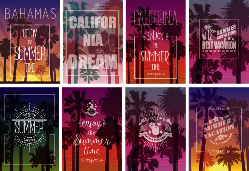 وکتور ست قالب آماده پوستر رنگارنگ مختلف شماره دو