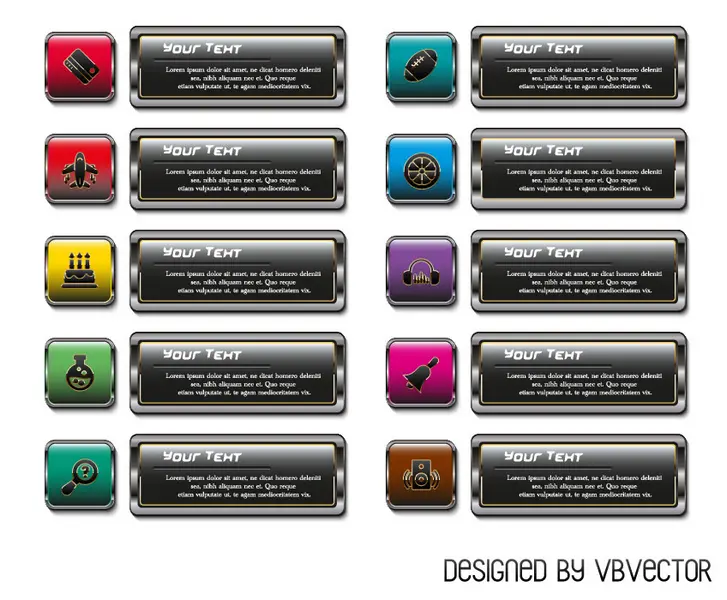 وکتور دکمه و المان طراحی فلزی مدرن