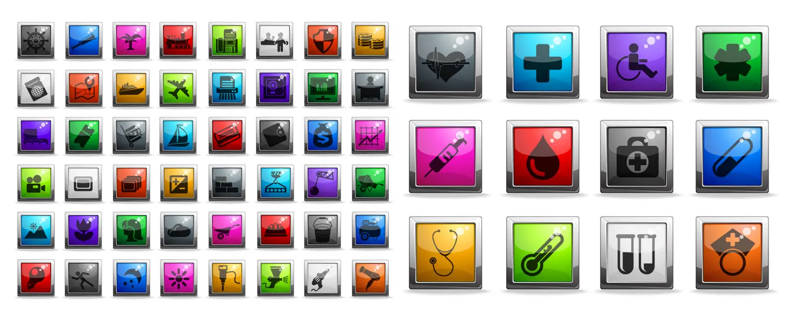 وکتور کلکسیون دکمه و آیکون رنگارنگ شماره یک