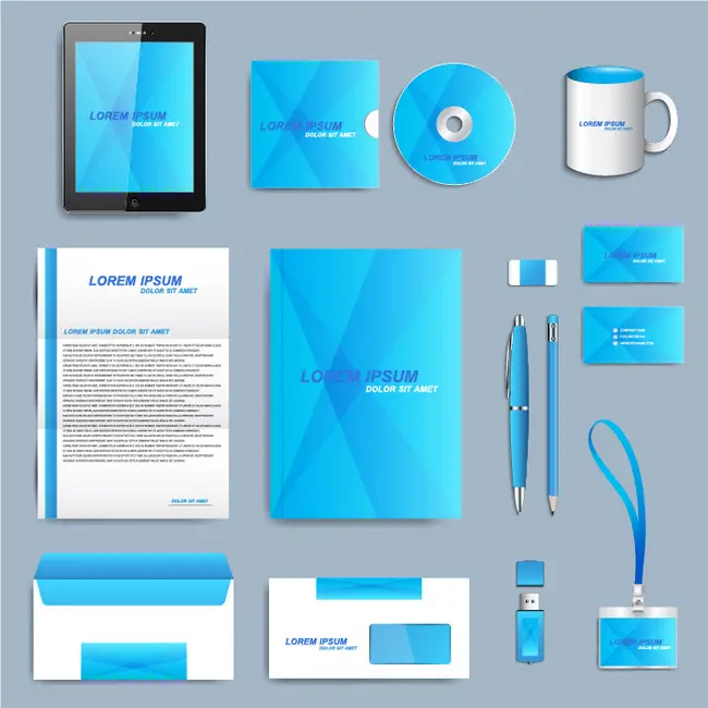 وکتور ست قالب آماده آبی رنگ مدرن اداری