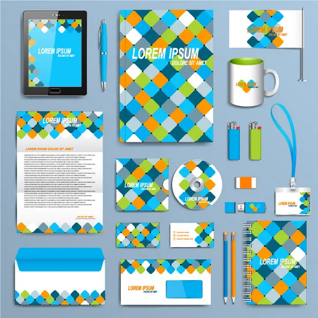 وکتور ست قالب آماده هندسی رنگارنگ