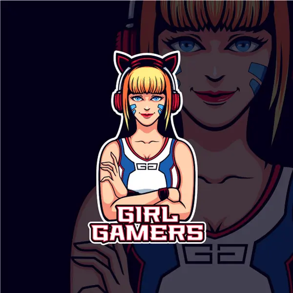 وکتور طراحی لوگو کاراکتر دختر