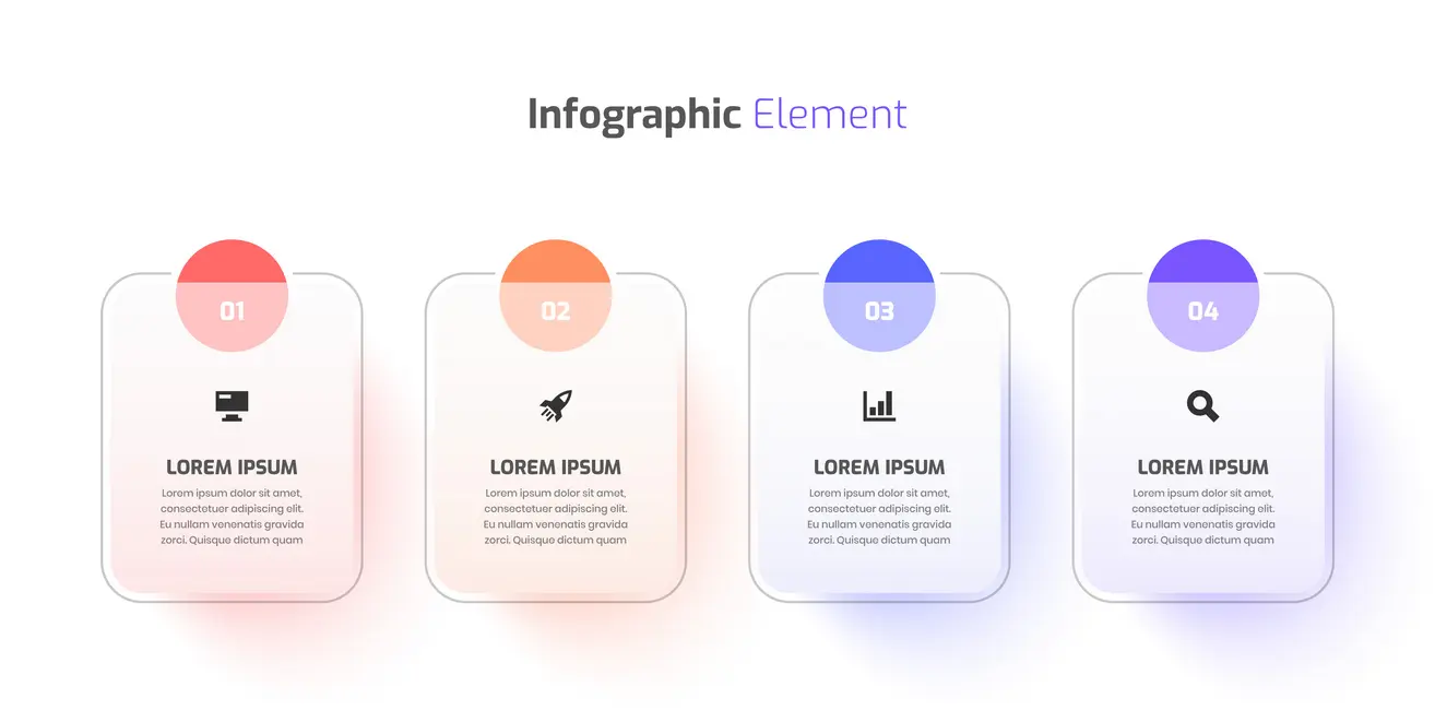 وکتور اینفوگرافیک شیشه ای با چهار پله و مرحله