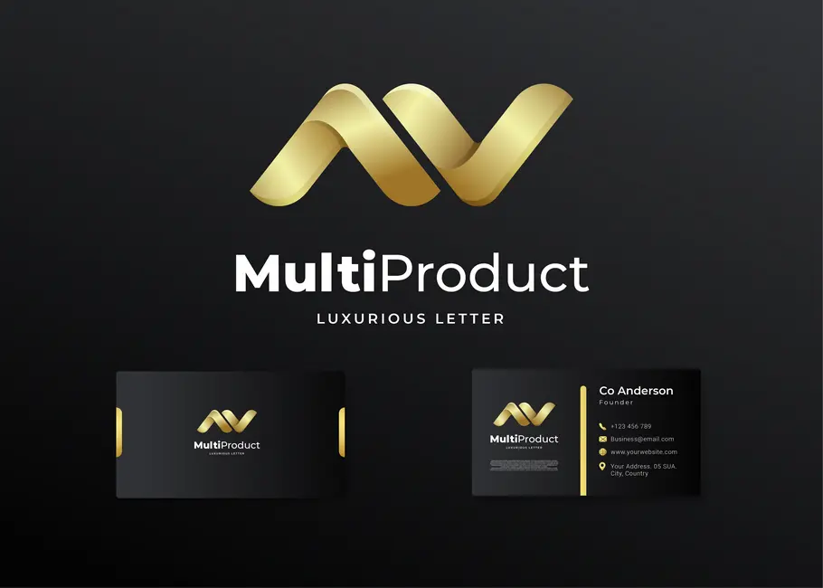 وکتور لوگو و کارت ویزیت طلایی و سیاه شماره سه