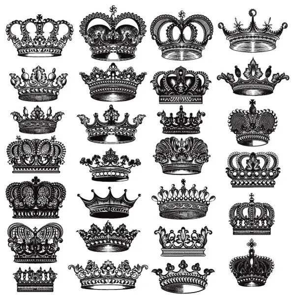 وکتور سیاه و سفید کلکسیون تاج پادشاهی