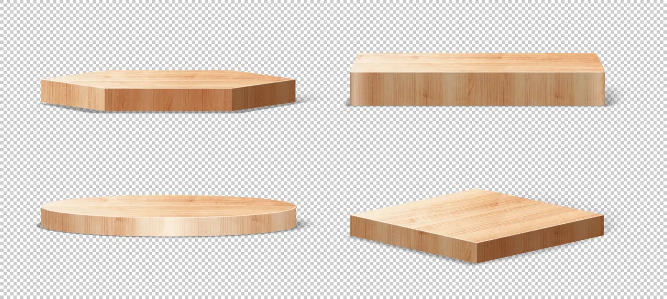 وکتور سه بعدی سکو های چوبی واقع بینانه