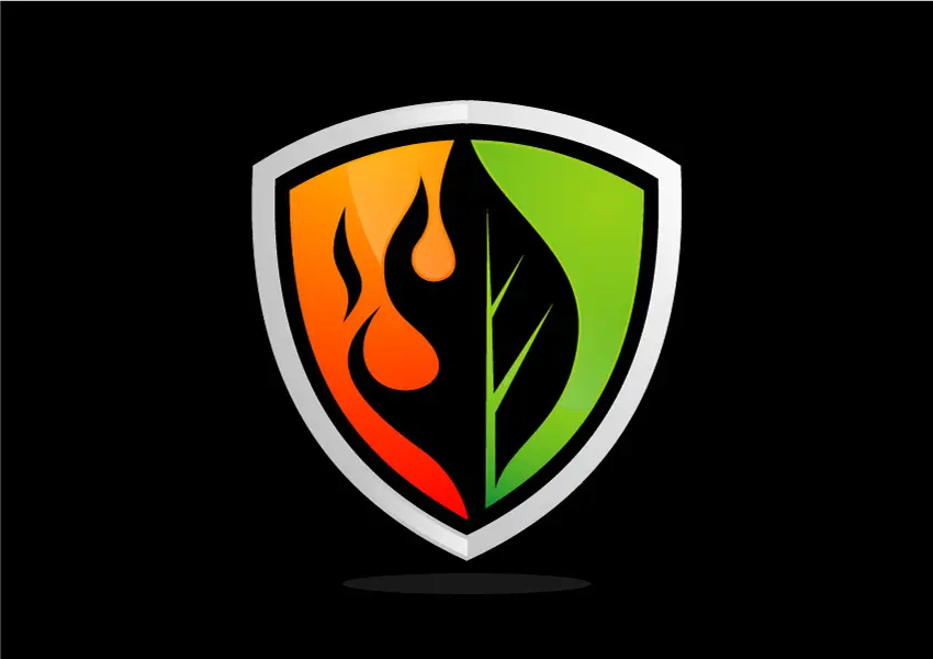 وکتور طراحی لوگو مفهومی طبیعت و آتش