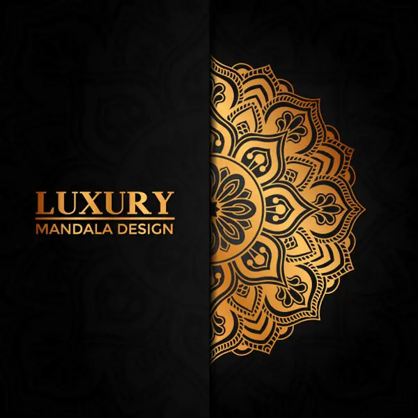 وکتور پس زمینه و طراحی طلایی ماندالا شماره دو