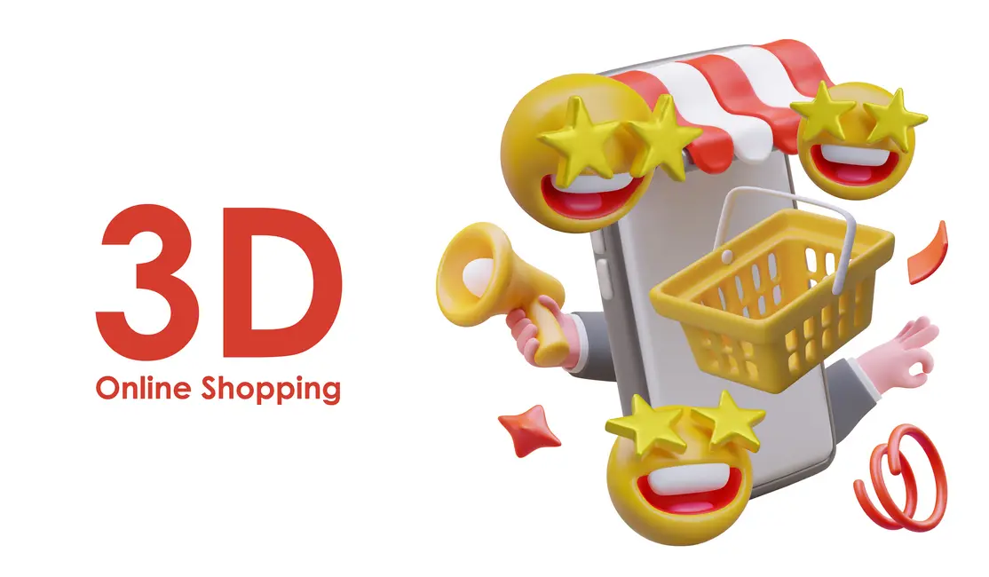 وکتور سه بعدی فروشگاه اینترنتی و خرید آنلاین