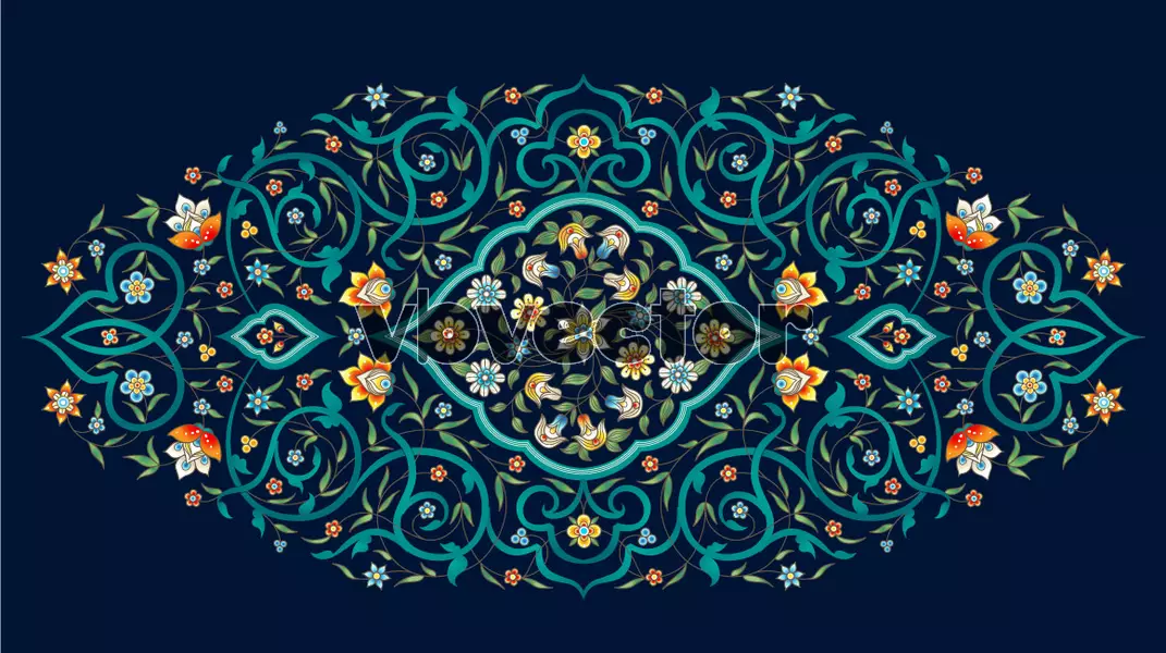 وکتور طراحی هنری گل و گیاه سبک سنتی