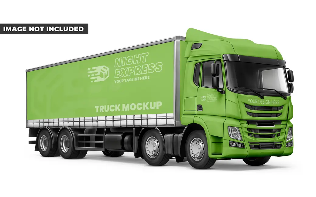 موکاپ واقع بینانه تریلی سبز رنگ