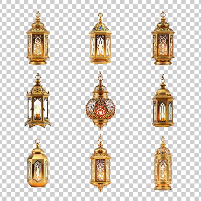 موکاپ کلکسیون فانوس های طلایی اسلامی