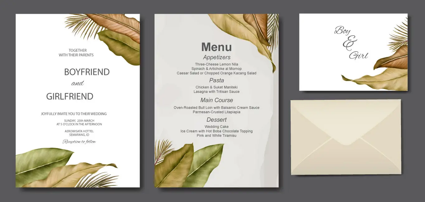 وکتور قالب آماده کارت دعوت با تزئین گل شماره دو