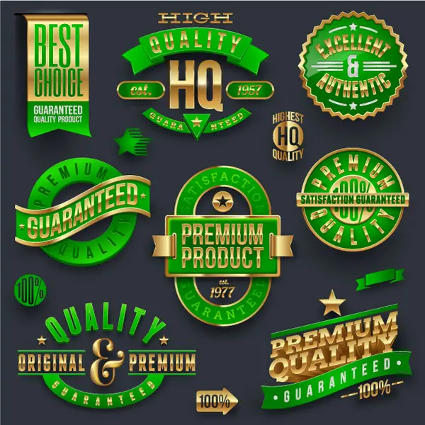 وکتور ست لیبل سه بعدی سبز رنگ