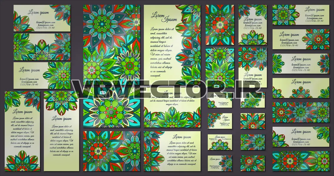 وکتور کلکسیون قالب آماده با طراحی ماندالا شماره دو