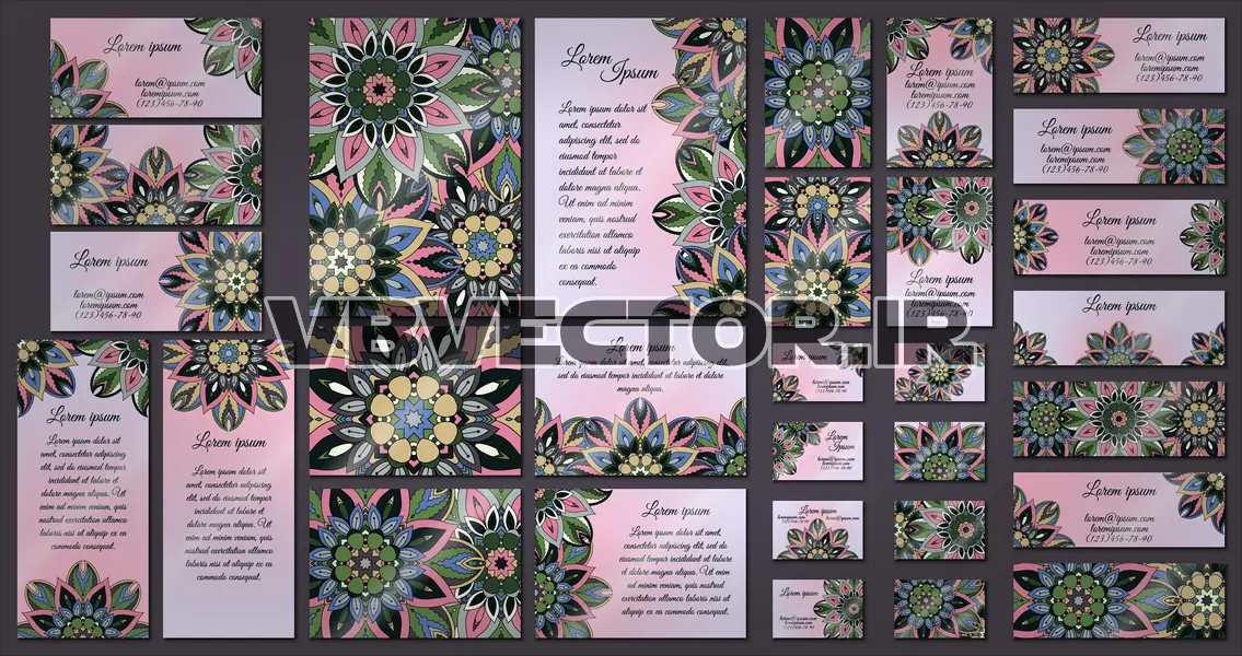 وکتور کلکسیون قالب آماده با طراحی ماندالا شماره سه