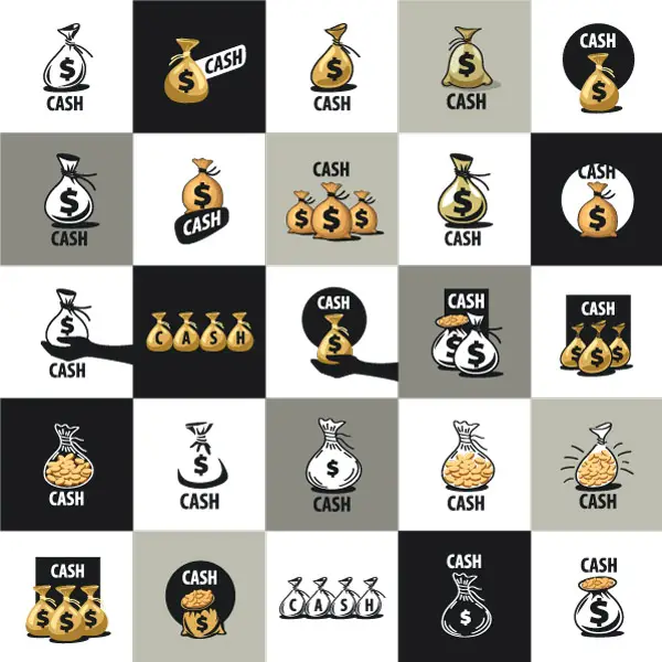 وکتور کلکسیون لوگو پول و کیسه پول