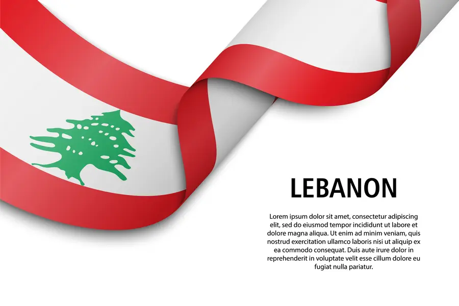 وکتور پس زمینه و پرچم کشور لبنان