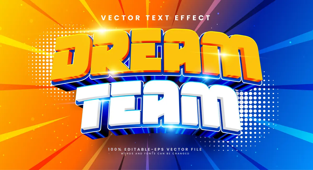 وکتور فونت سه بعدی قابل ویرایش زرد و سفید