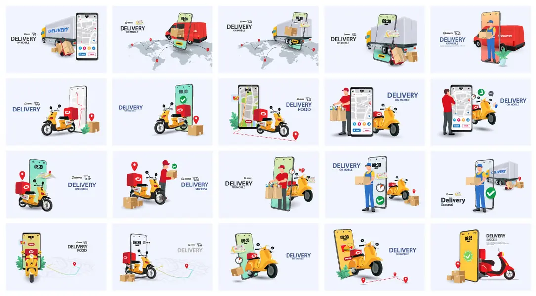 وکتور کلکسیون طراحی تجاری خرید آنلاین و ارسال محصول