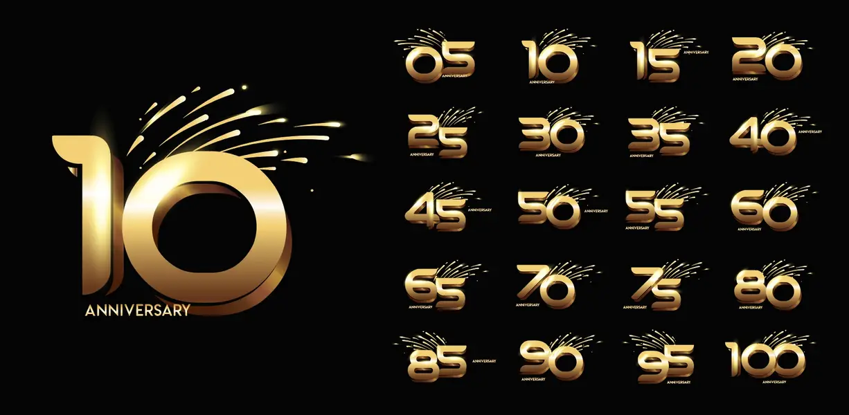 وکتور اعداد مناسبتی طلایی لوکس