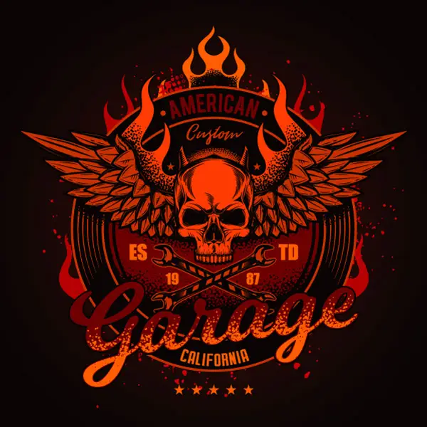 وکتور طراحی علامت و لوگو جمجمه و بال