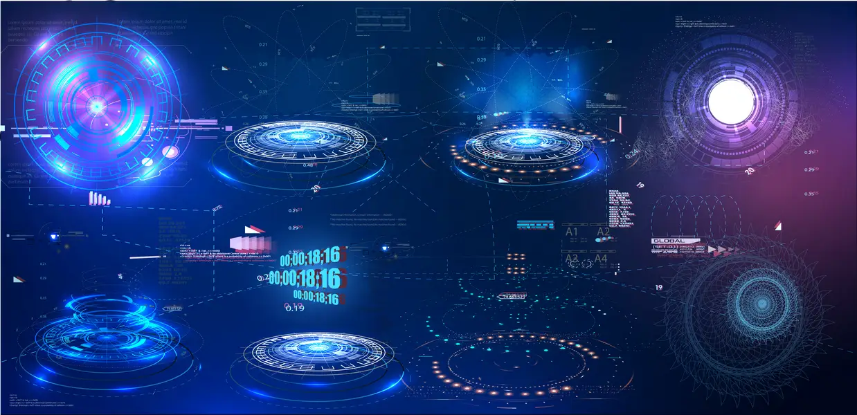 وکتور مجموعه پس زمینه تکنولوژی آبی رنگ درخشان