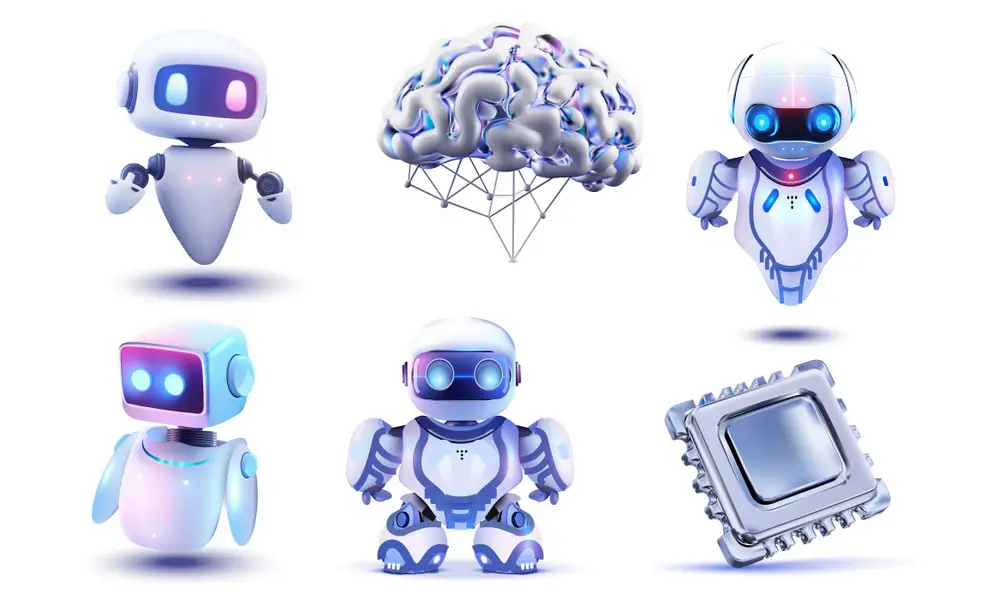 وکتور طراحی سه بعدی روبات و هوش مصنوعی