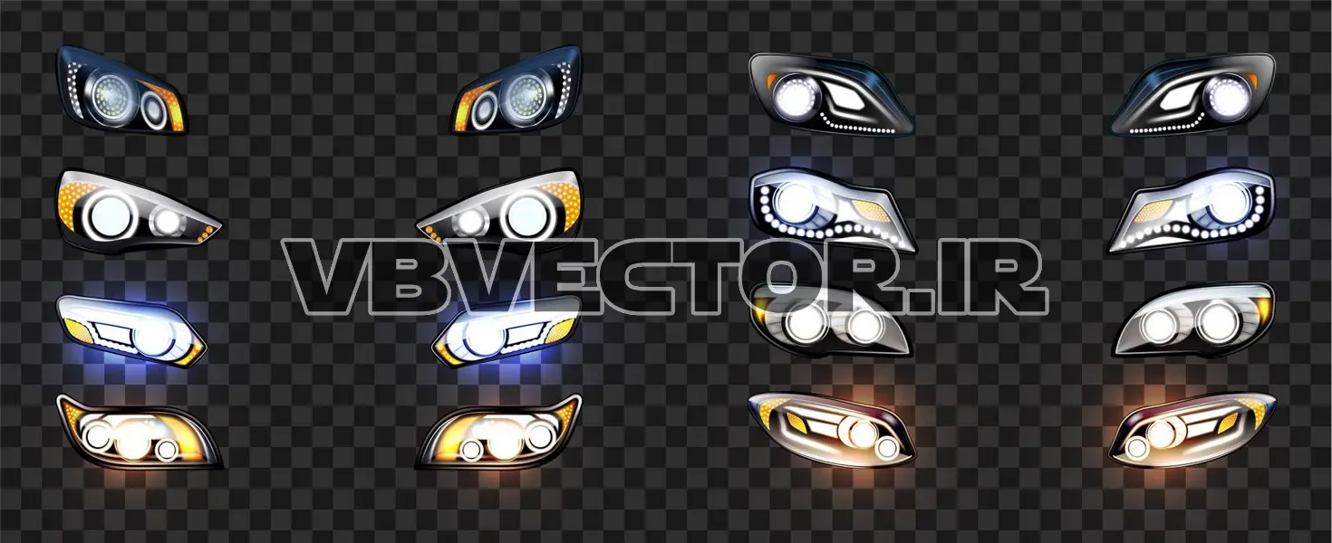 وکتور کلکسیون چراغ های ماشین و خودرو