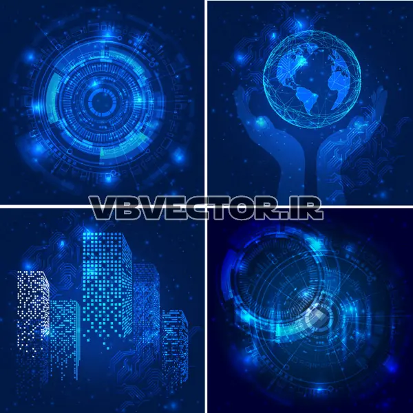 وکتور ست پس زمینه طرح پیکسلی و تکنولوژی