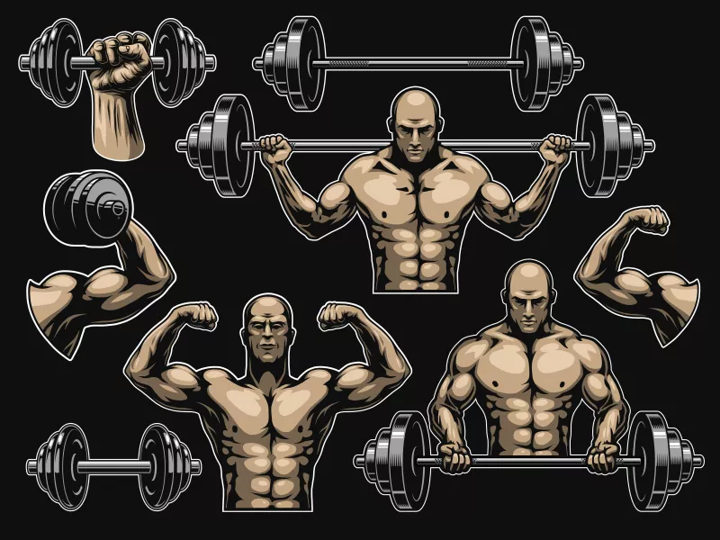 وکتور طراحی کاراکتر ورزشی پرورش اندام