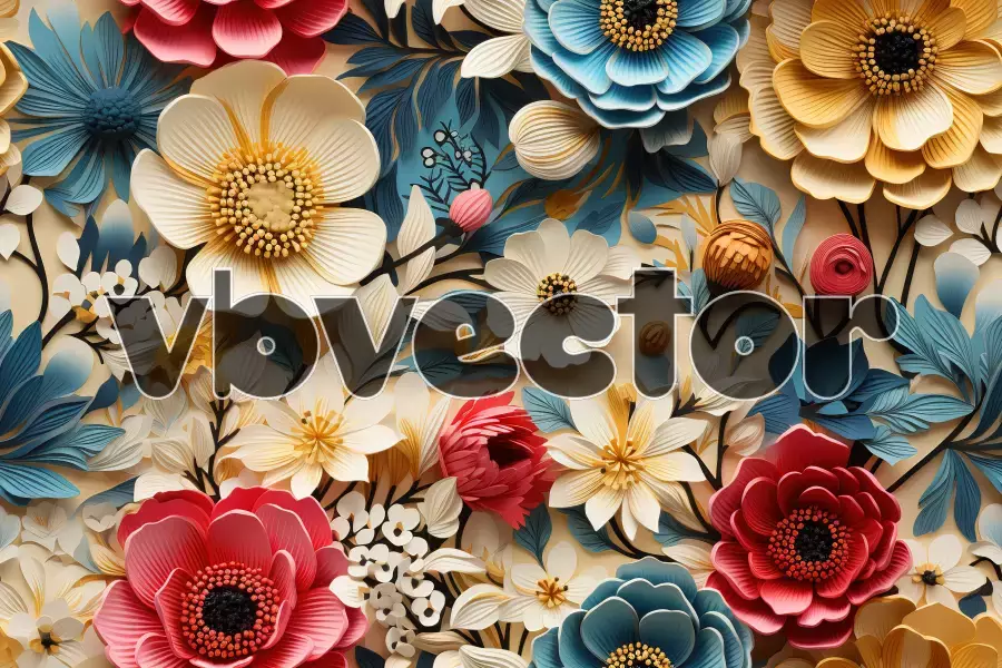 وکتور پس زمینه سه بعدی گل و گیاه شماره یک