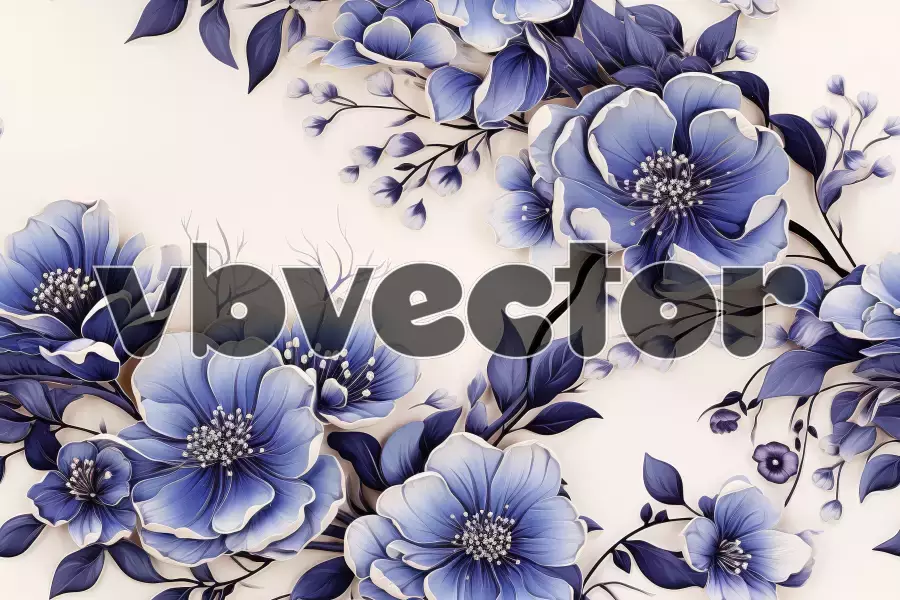 وکتور پس زمینه سه بعدی گل و گیاه شماره پنج