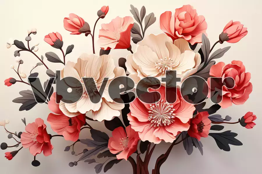 وکتور پس زمینه سه بعدی گل و گیاه شماره هفت