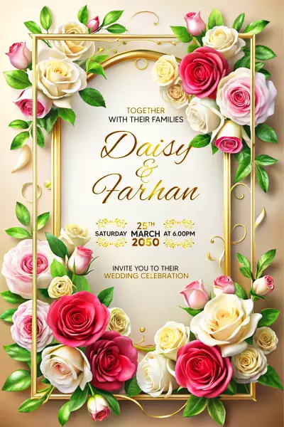 موکاپ کارت دعوت با طراحی گل و گیاه شماره دو