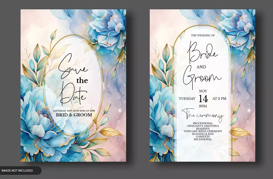 موکاپ قالب آماده کارت دعوت با طراحی گل و گیاه لوکس