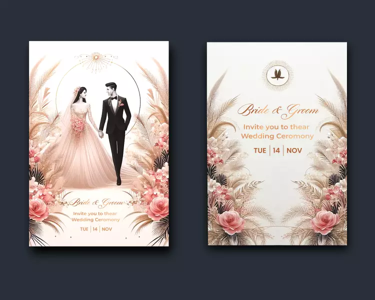 موکاپ قالب آماده کارت دعوت جشن عقد و عروسی شماره پنج