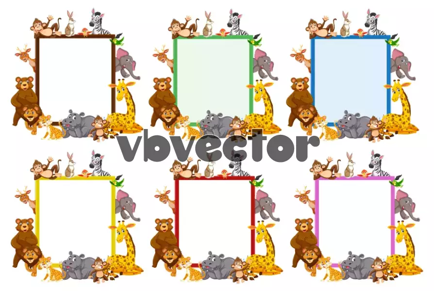 وکتور طراحی و نقاشی حیوانات و قاب و کادر