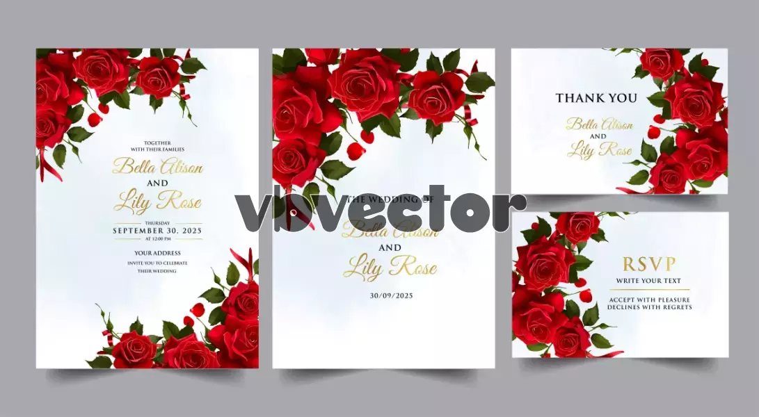 وکتور قالب آماده با طراحی گل های رز قرمز