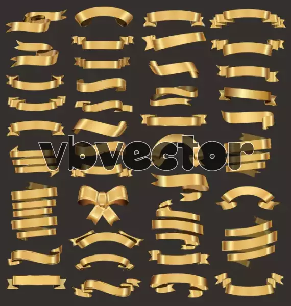 وکتور کلکسیون روبان های طلایی