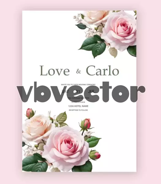 وکتور قالب آماده با طراحی گل رز