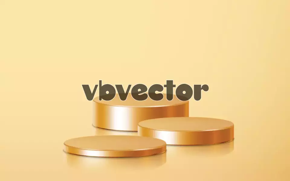 وکتور دکوراسیون سه بعدی و سکو های طلایی