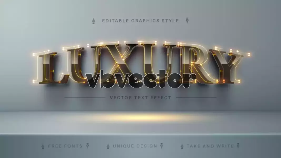 وکتور فونت لوکس قابل ویرایش طلایی