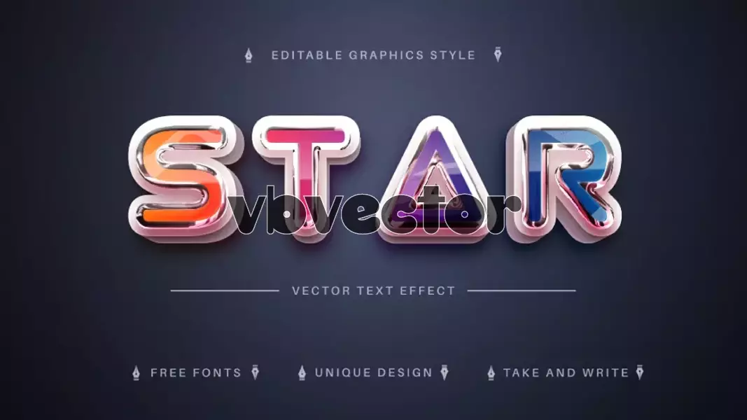 وکتور فونت قابل ویرایش شیشه ای رنگارنگ