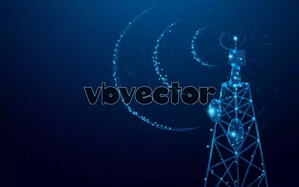 وکتور پس زمینه درخشان آبی رنگ دکل مخابرات